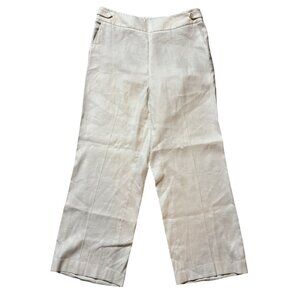 Talbots Womens Size 10P Linen Blend Wide-Leg Dress Pants Ivory